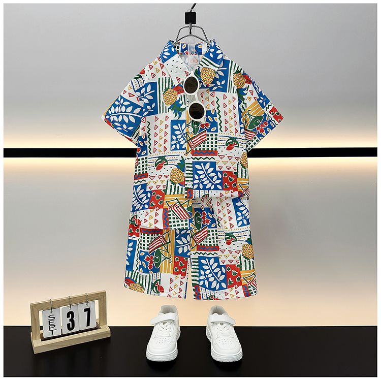 男童夏装衬衫套装夏威夷沙滩服亲子旅游穿搭宝宝衣服