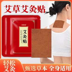 诗草堂艾灸贴颈肩腰椎膝盖关节背部热敷家用生姜艾草叶贴官方正品