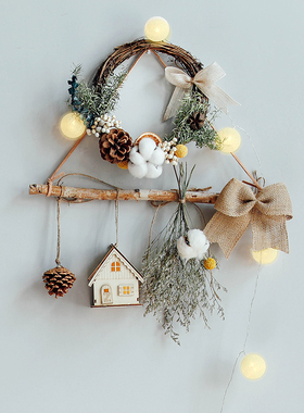 天然干花花束挂墙悬挂门饰花环房间挂件北欧墙上装饰客厅摆件真花