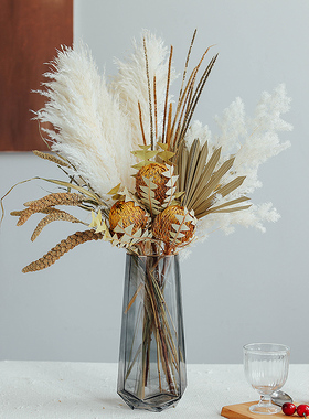 北欧奢华进口干花真花黄色班克木天然花艺客厅装饰软装摆件佛塔花