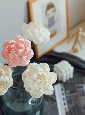 白牡丹进口手工干花新中式软装设计插花装饰样板间摆件香薰通草花