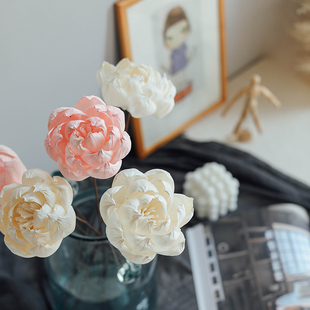 饰样板间摆件香薰通草花 设计插花装 白牡丹进口手工干花新中式 软装