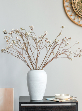 侘寂风天然乌桕果小白果干花束真花民宿客厅禅意插花装饰干枝摆件