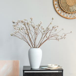 侘寂风天然乌桕果小白果干花束真花民宿客厅禅意插花装 饰干枝摆件