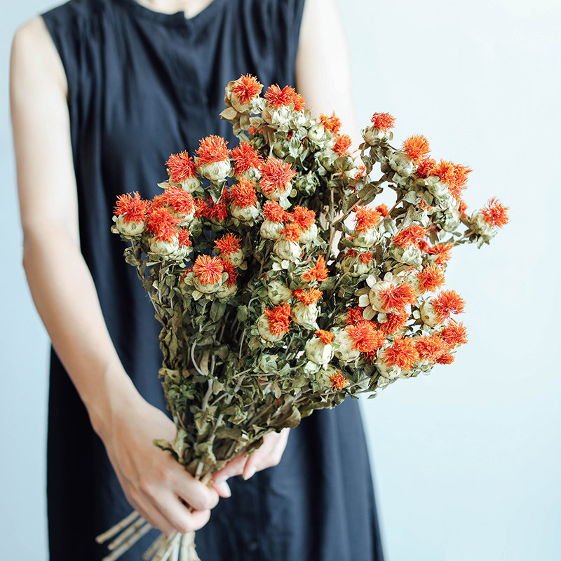 ins北欧天然橙菠萝干花花束真花搭配橱窗客厅装饰家居摆件红花果