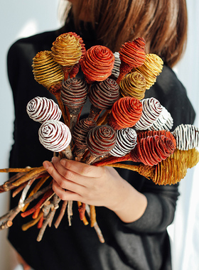 非洲螺旋果进口干花真花酒吧店铺橱窗结婚布置婚房装饰配花蜂巢果