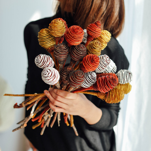 非洲螺旋果进口干花真花酒吧店铺橱窗结婚布置婚房装 饰配花蜂巢果