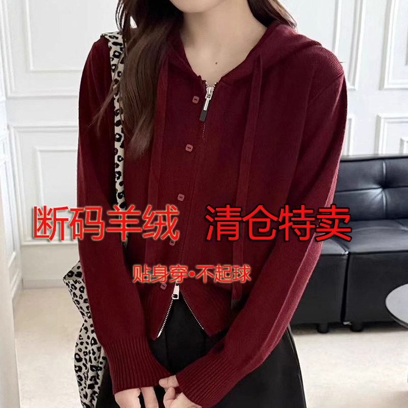 2025新款连帽拉链针织开衫女外套