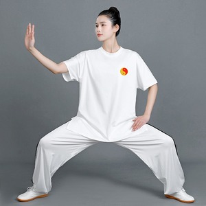 夏季太极服T恤团体武术表演短袖文化衫太极练功训练服太极拳定制