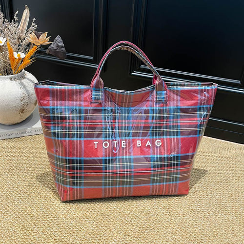 复古格纹大容量托特包