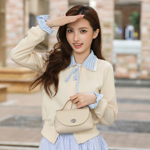 ins学院风单肩包女斜挎包甜美淑女日常通勤锁扣翻盖手拎手提女包