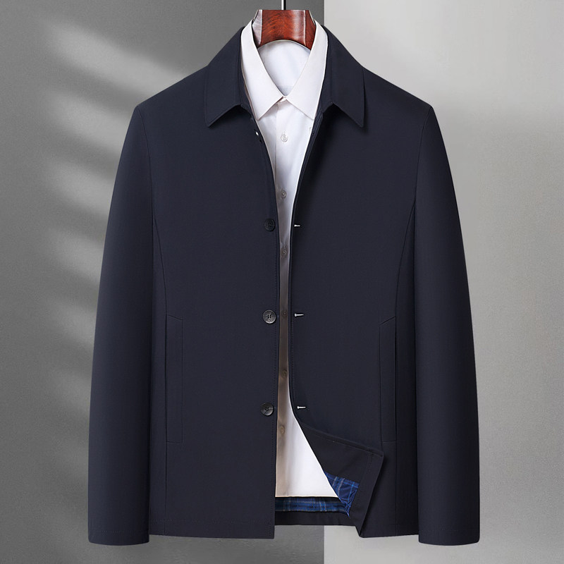 爸爸春夏外套男士中年夹克衫薄款中老年人男装50岁翻领上衣爷爷装