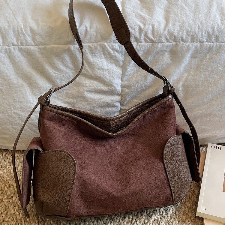 韩系软皮个性大容量麂皮绒托特包包女2025时尚小众设计温柔单肩包,箱包皮具/热销女包/男包,托特包,淘宝优惠券,粉丝福利购,淘宝优惠卷