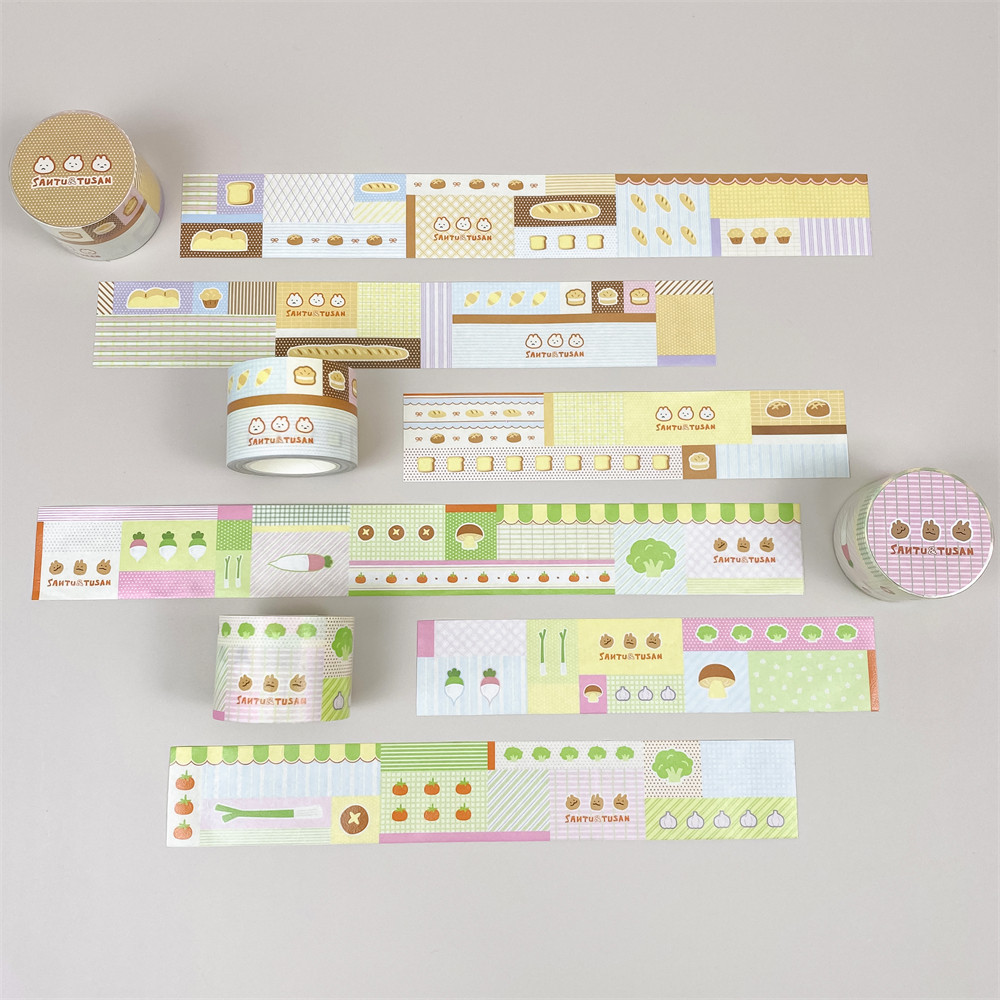 桑兔兔桑【甜甜面包屋蔬菜便利店】原创手帐胶带和纸手账贴纸文字