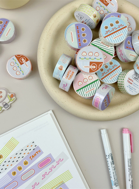桑兔兔桑【设计系列-色系】原创手帐胶带和纸手账贴纸文字整卷