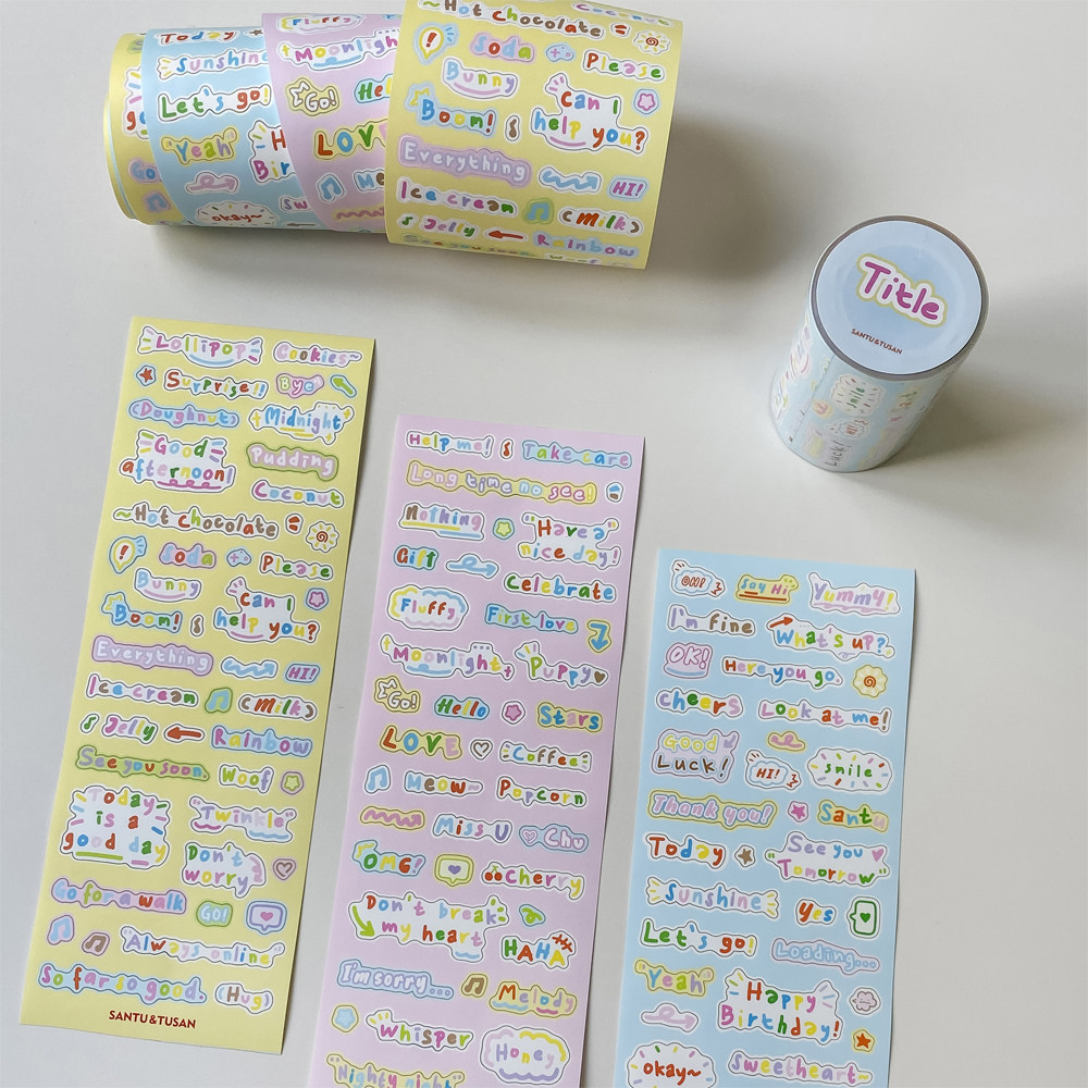 桑兔兔桑【多多TitleDeco-切膜贴纸卷】胶带原创手帐和纸胶带百搭