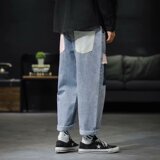 现货直筒宽松阔腿补丁牛仔裤1008-K928K929-P35，男装牛仔裤，星座1008