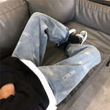 春秋新款主推港风百搭直筒宽松牛仔裤男潮牌阔腿老爹裤子，男装牛仔裤，星座1008