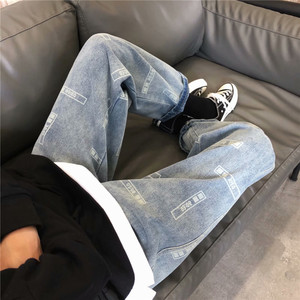 春秋新款主推港风百搭直筒宽松牛仔裤男潮牌阔腿老爹裤子图片