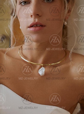 巴洛克吊坠金色复古项链项圈时髦