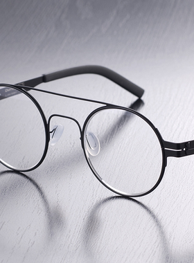 眼镜女可配度数近视素颜神器圆框黑色银防蓝光变色防雾CT11无螺丝