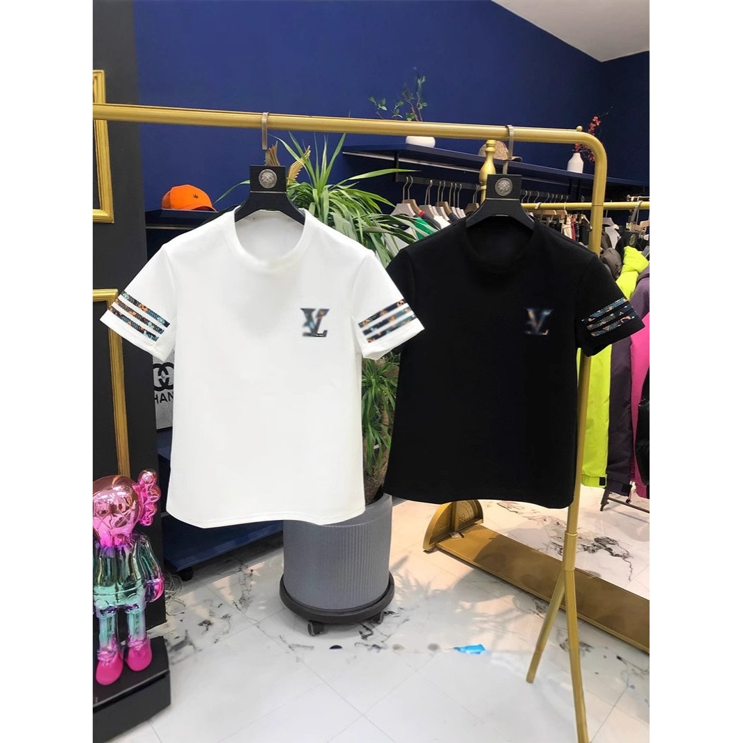 欧货AN&LV/岸绿新款轻奢男士潮牌圆领设计短袖宽松痞帅T恤休闲时