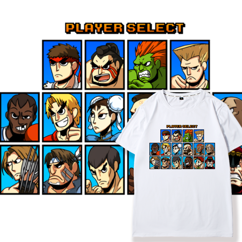 男士短袖t恤街头霸王街机游戏印花男女T恤上衣夏季游戏周边衣服