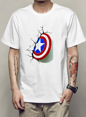 超人蜘蛛侠复仇者联盟钢铁侠美国队长兄弟装T恤圆领短袖T恤男女潮