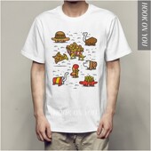 YOU新款 速食食物印花短袖 HOOK T恤周边卡通休闲时尚 套头T恤潮
