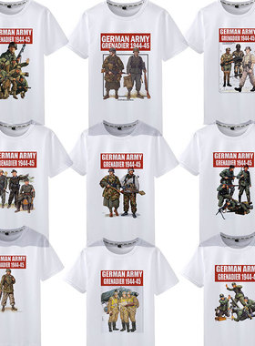 german army二战德军陆军周边战争军迷装备印花短袖T恤 男女体恤