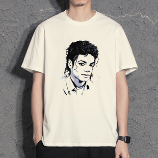 纪念迈克尔杰克逊T恤周边短袖欧美复古衣服摇滚体恤上衣