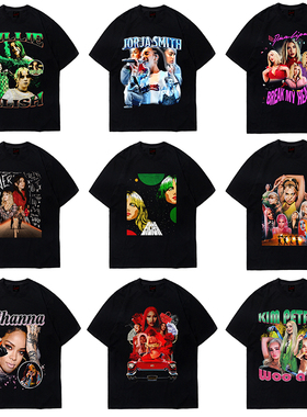 KYLIE JENNER Rihanna 蕾哈娜 Dua Lipa 啪姐 欧美vintage短袖T恤