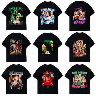 KYLIE JENNER Rihanna 蕾哈娜 Dua Lipa 啪姐 欧美vintage短袖T恤