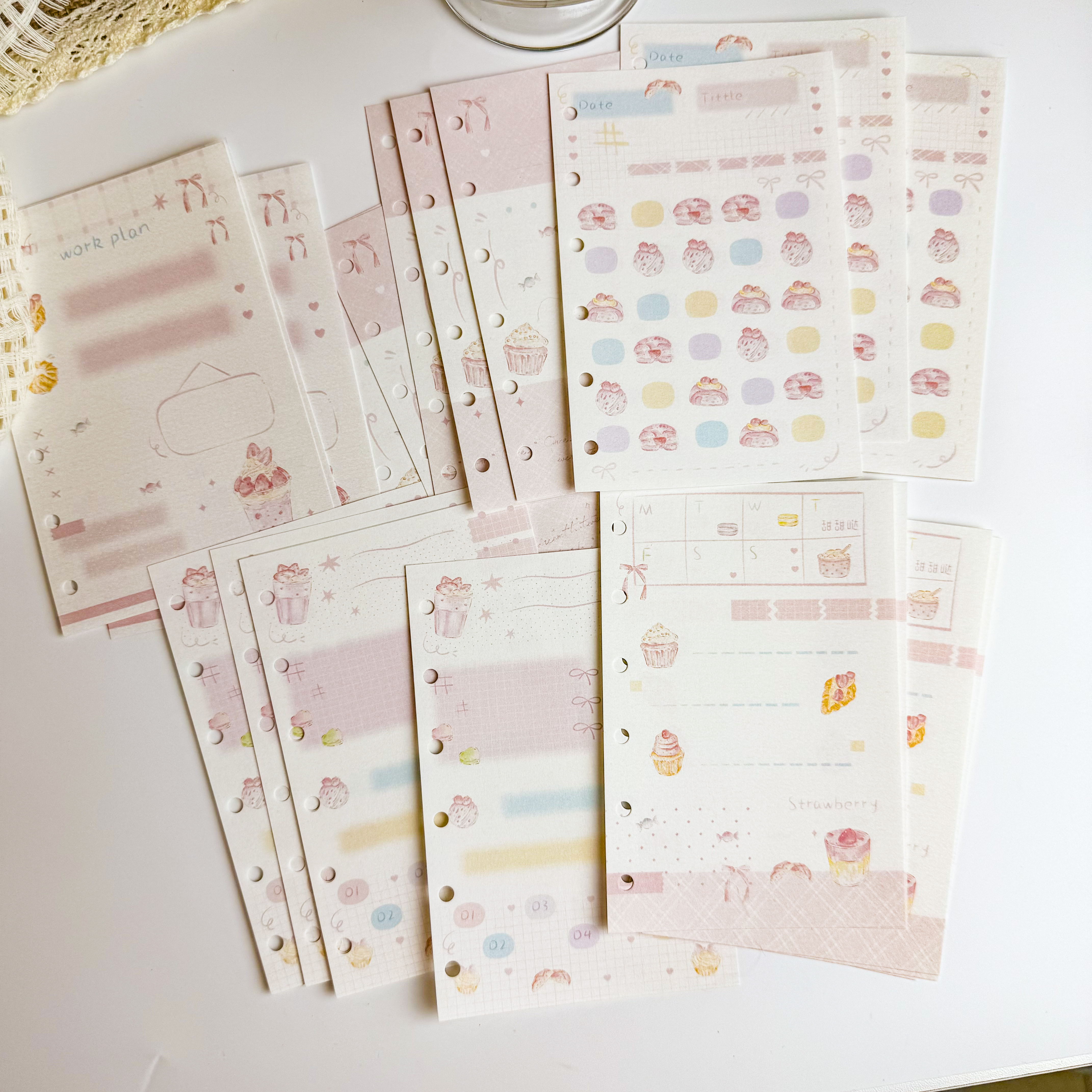 新品A7活页替芯混装甜品蛋糕内页便签手帐装饰素材「38包邮」