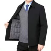 爸爸冬装 羽绒棉服爷爷棉衣 棉袄中老年人男士 外套加绒加厚款 保暖季