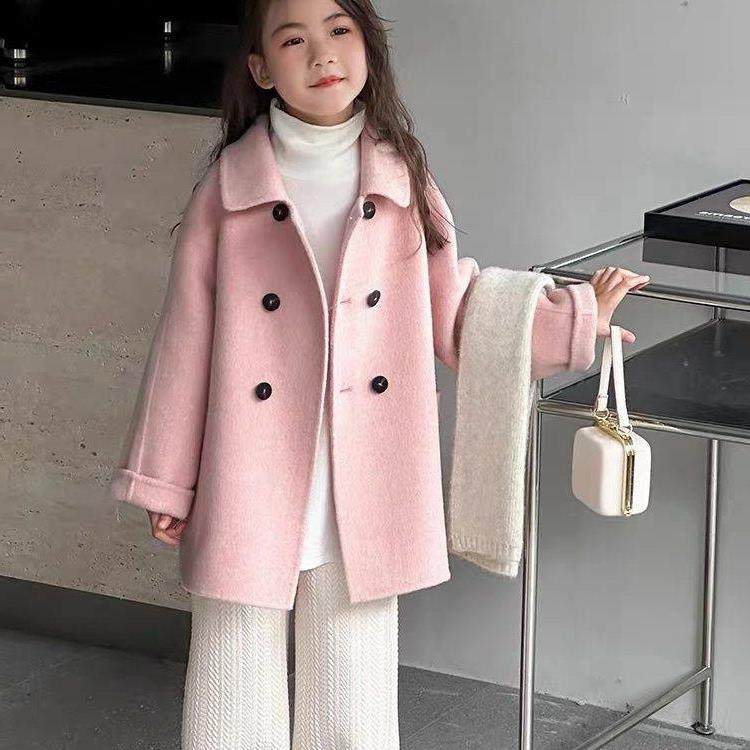 高端儿童秋冬宝宝双面羊绒羊毛呢大衣中大童男女童冬季毛呢外套