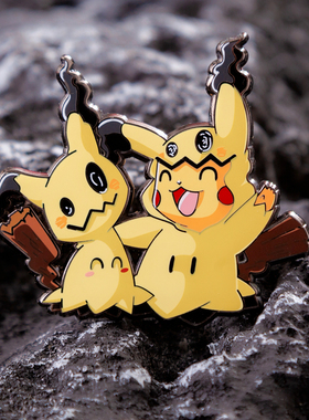 自制宝可梦谜拟Q金属徽章神奇宝贝金属胸针pin可爱背包饰品魔术贴