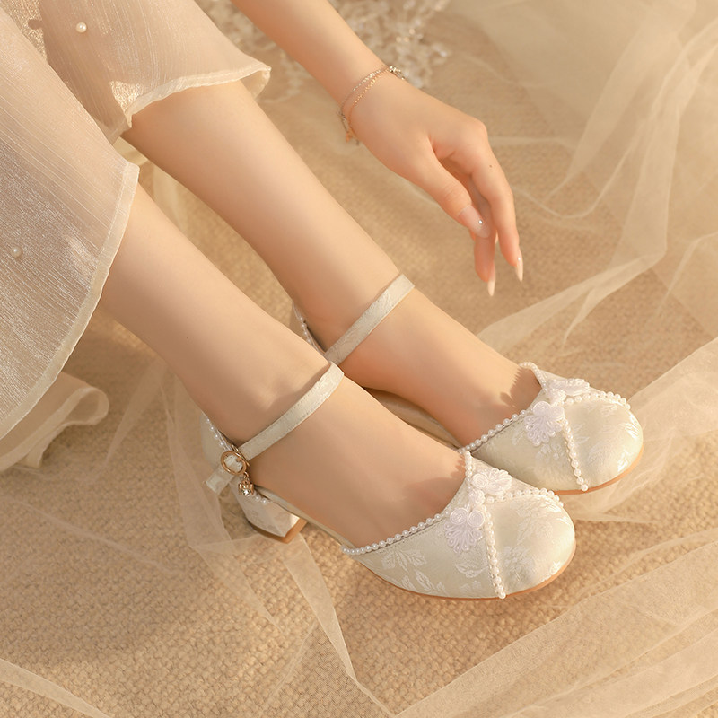 女童凉鞋新款儿童国风高跟鞋配礼服鞋旗袍汉服公主鞋大童演出单鞋