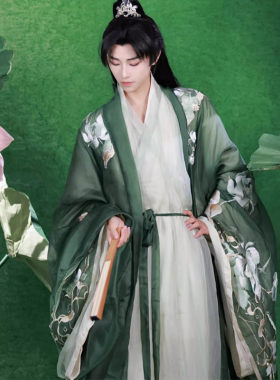 【玉莲】春秋宋制汉服荷花绣花阔袖褙子交领长衫套装