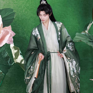 【玉莲】春秋宋制汉服荷花绣花阔袖褙子交领长衫套装