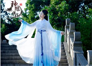 盘子女人坊新品女古装唯美影楼摄影写真主题服装汉服 蓝色小龙女