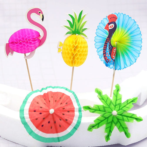 装饰小伞火烈鸟孔雀盘饰艺术签