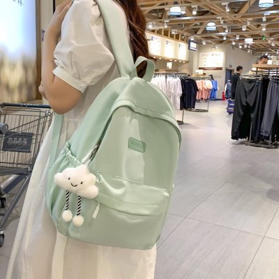 书包女生轻便小学生初中高中生休闲背包浅绿色新款韩版简约双肩包