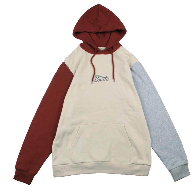 撞色拼袖连帽卫衣