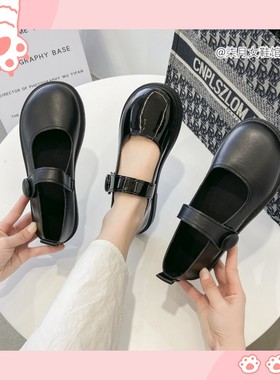 玛丽珍初中女生表演小皮鞋女lo百搭黑色英伦风高中平底夏季jk韩版