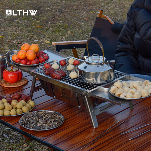 LTHW旅腾烧烤炉户外不锈钢烧烤架烤肉便携式小型碳烤炉折叠炉子
