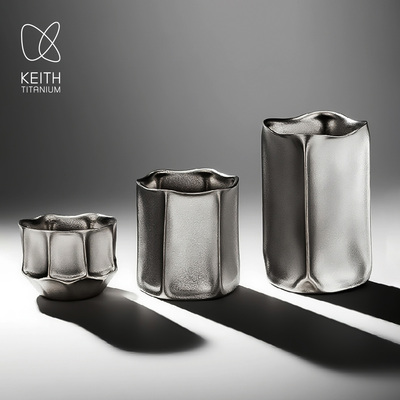 KEITH铠斯千面纯钛咖啡杯轻奢啤酒杯品鉴杯敞口杯办公家用小钛杯