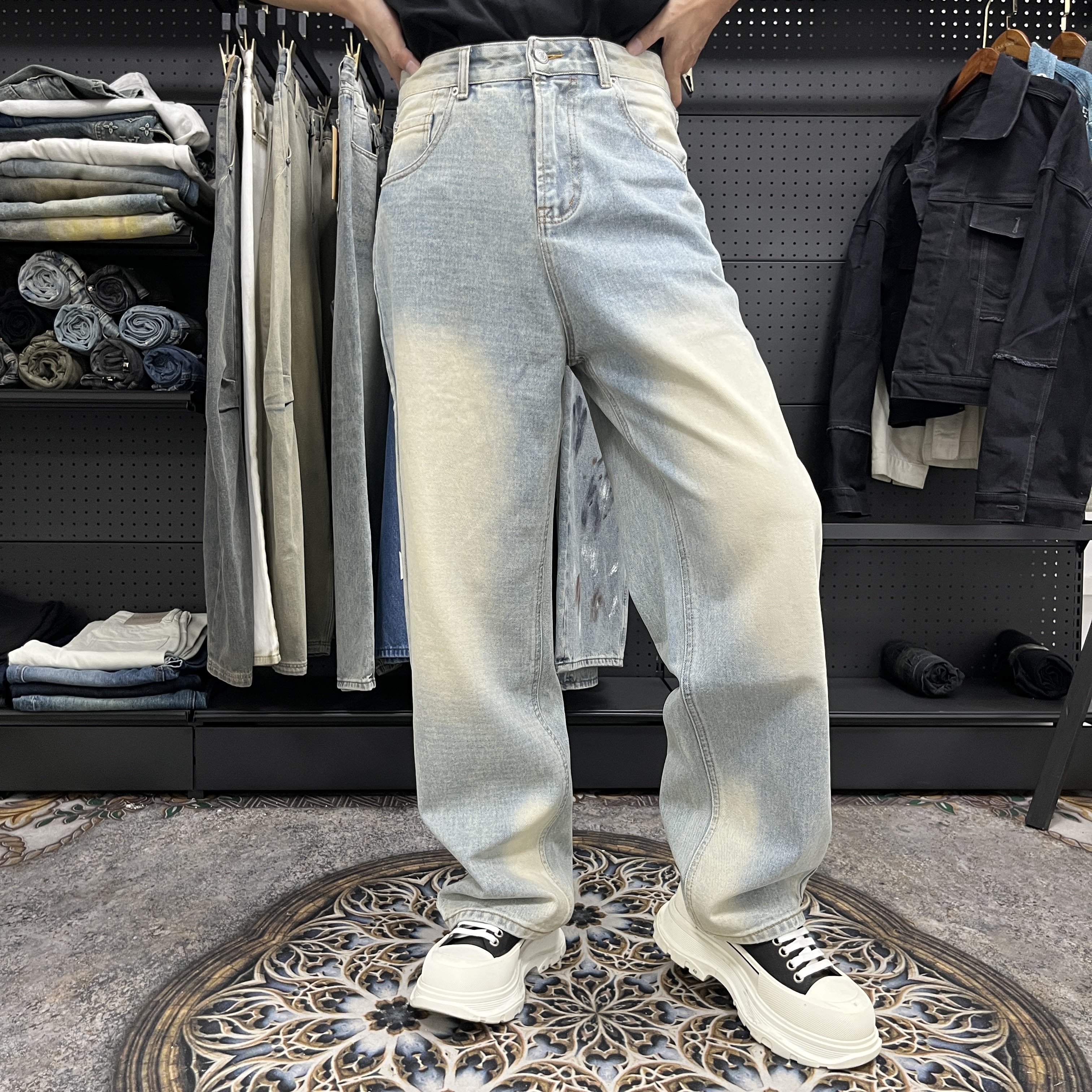 无注册商标美式复古牛仔裤