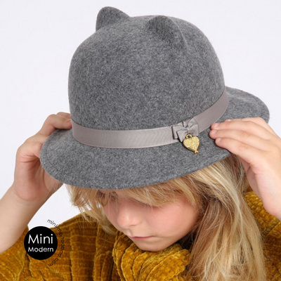 英国春秋女童羊毛米老鼠短檐帽子