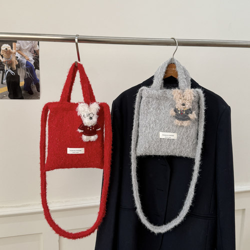 托特包毛毛氛围感休闲单肩斜挎包